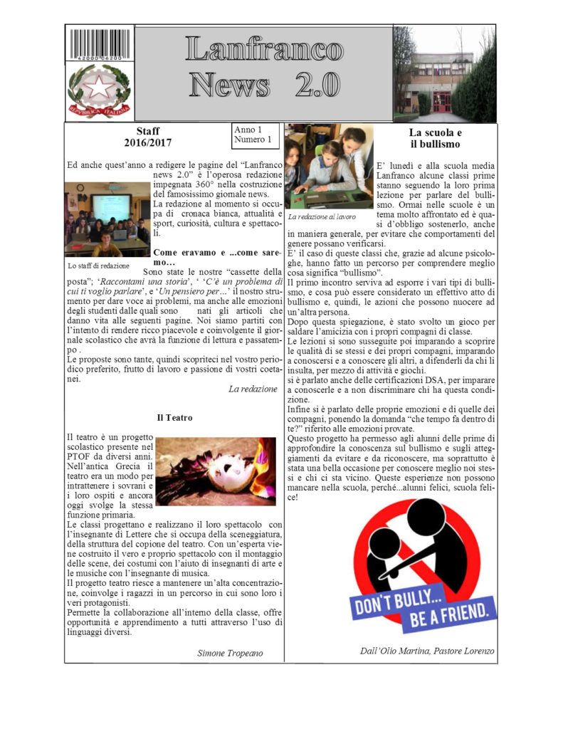 Il giornalino della scuola Lanfranco