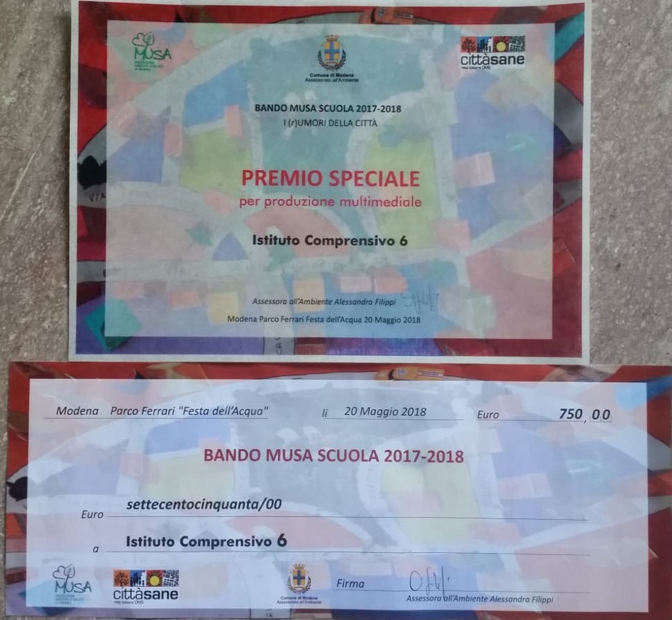 UN PREMIO SPECIALE per produzione multimediale nell'ambito del BANDO MUSA SCUOLA 2017-2018
